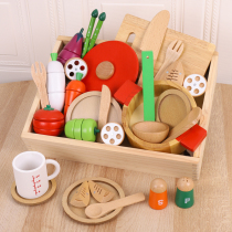 Childrens magnetic fruit and vegetable cutting music baby wooden cutting look at the kitchen simulation over the house set toy