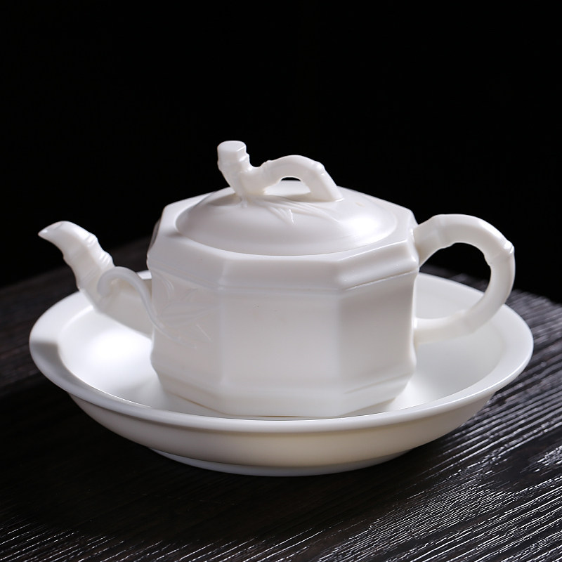 Shea Butter Jade Porcelain Teapot Pot Chengde White Porcelain Kung Fu Tea With Brief Filter Tea Dau Tea Maker Upmarket Single Pot