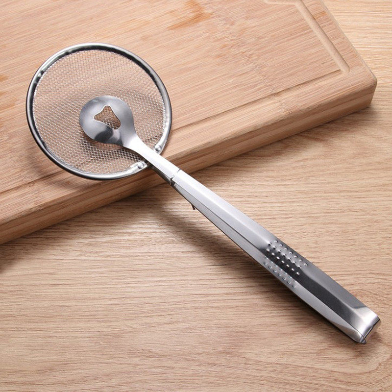 Stainless steel 304 filter fried net clip kitchen tools food colander large household thickened strainer