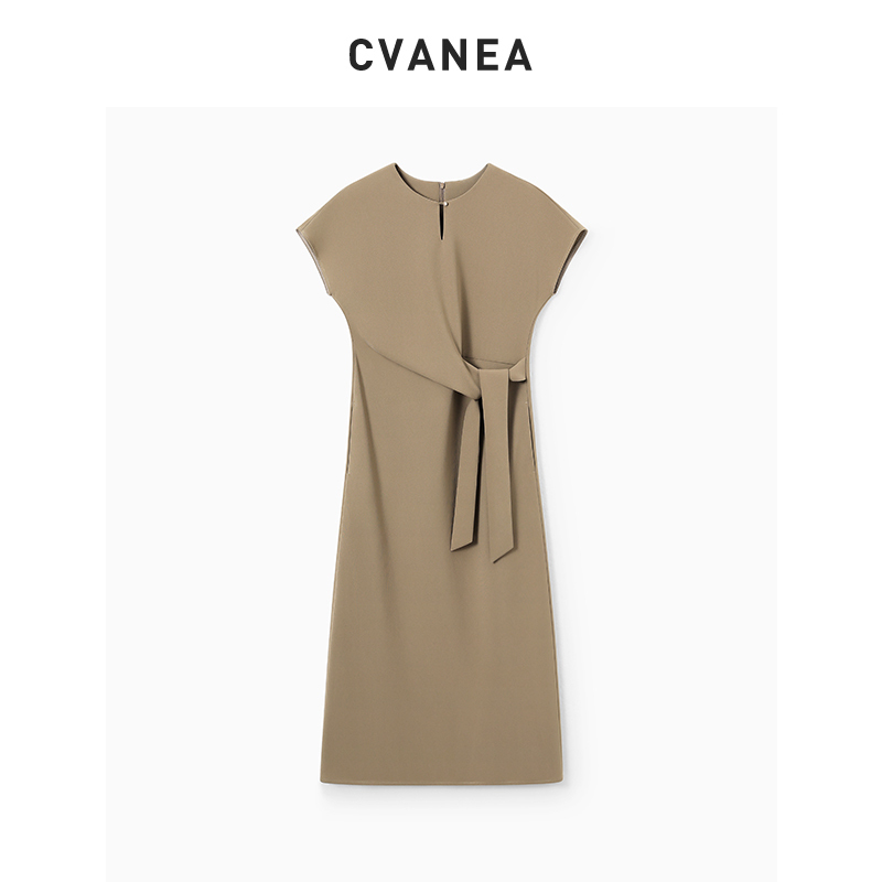 Cvanea LAOSHU Charming Little Waist~ Draped Twist Tie Waist Acetate Dress for Women Summer Cvanea LAOSHU Charming Little Waist~ Draped Twist Tie Waist Acetate Dress for Women Summer