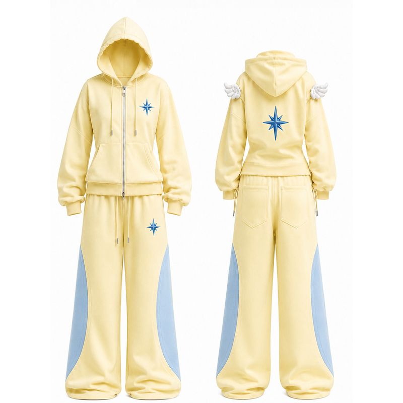 Liangban Pickle Angel Series Men's and Women's Sports Hoodie Jacket and Sweatpants Set Casual Cardigan Liangban Pickle Angel Series Men's and Women's Sports Hoodie Jacket and Sweatpants Set Casual Cardigan