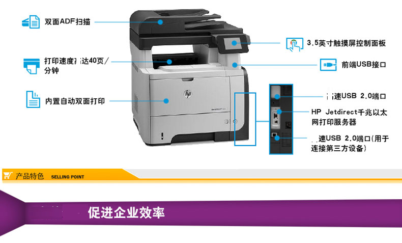 Máy in đa chức năng Laser đen trắng HP HP M521d Máy in văn phòng mạng Copy Fax - Thiết bị & phụ kiện đa chức năng