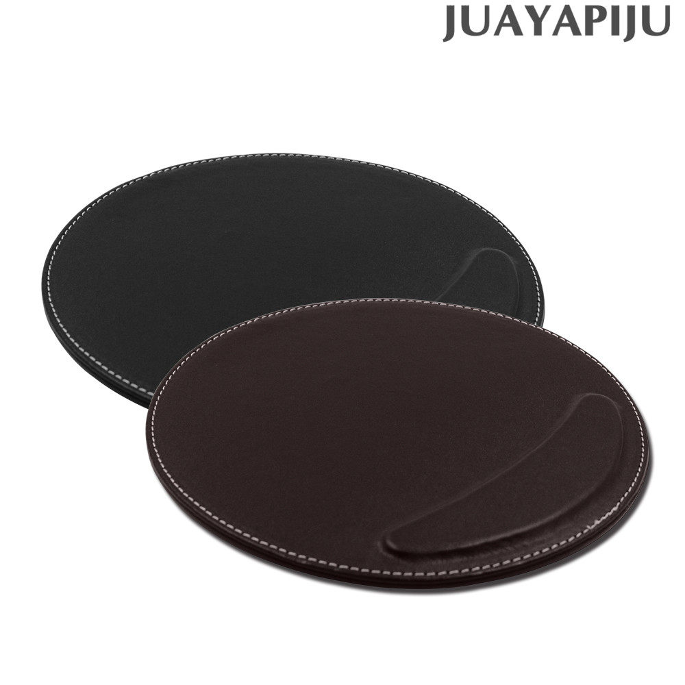Creative high-end office supplies business leather hard surface wrist mouse pad fashion round cursor pad mouse pad