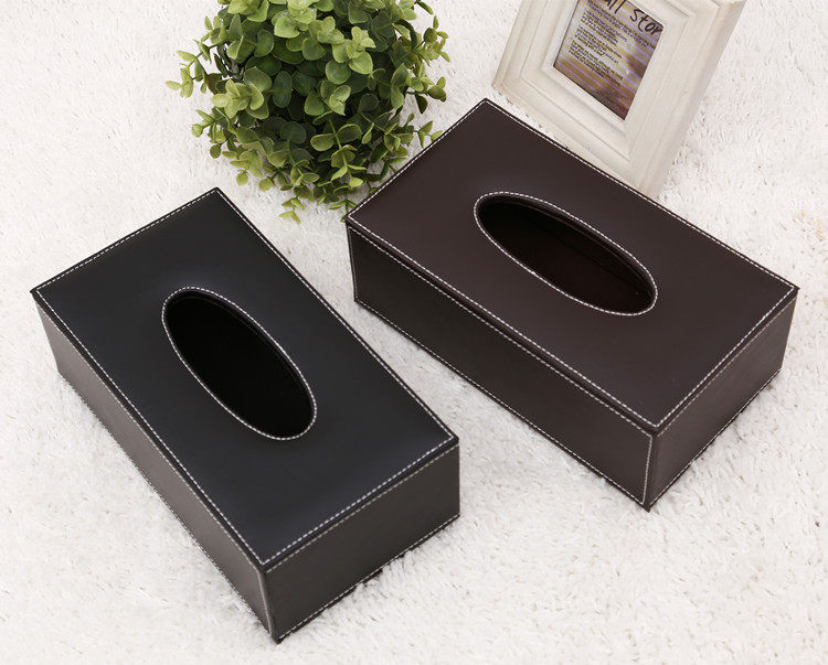 Creative home tissue box personalized rectangular paper roll pu leather leather tissue box wooden office paper box
