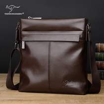 Mens bag shoulder bag dad middle-aged hanging bag casual multifunctional cowhide leather backpack shoulder bag mens bag