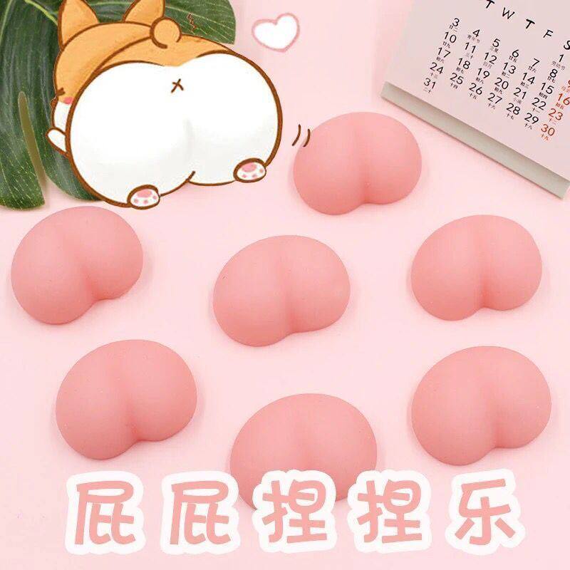 Creative cartoon three-dimensional small new ass anti-collision stickers DIY accessories peach butt pinch music toy decompression artifact