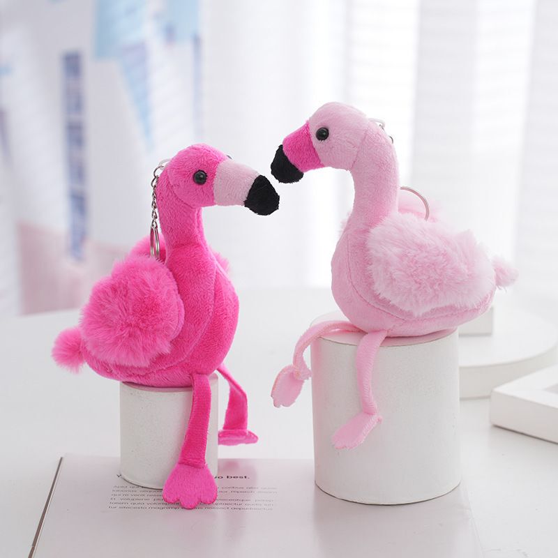 Trendy Flamingo Plush Pendant Flamingo Keychain Girly Backpack Pendant Small Toy Trendy Bag Pendant