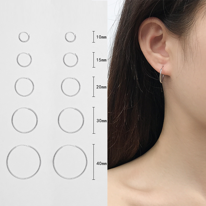 925 Silver-Plated Large and Small Circle Earrings for Men and Women, Korean Style, Stylish, Simple Earrings, Trendy Internet Celebrity Earrings