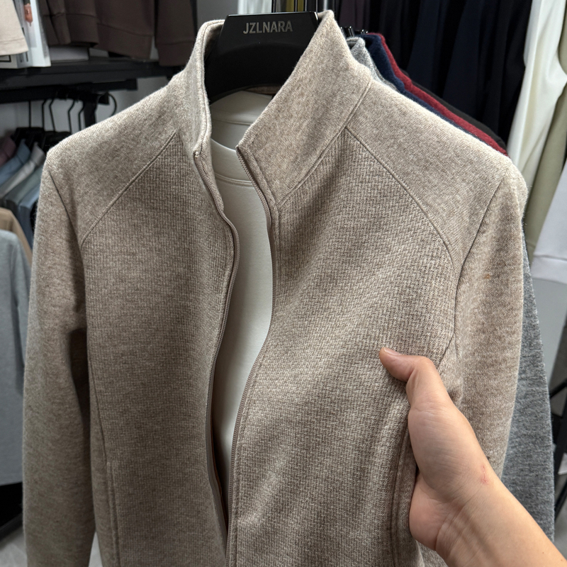 Wool Blend】Men's Knitted Cardigan for Autumn and Winter, Stand Collar, Long Sleeves, Casual, Fleece-Lined, Warm, Zip-Up Top, Sweatshirt, Jacket Wool Blend】Men's Knitted Cardigan for Autumn and Winter, Stand Collar, Long Sleeves, Casual, Fleece-Lined, Warm, Zip-Up Top, Sweatshirt, Jacket