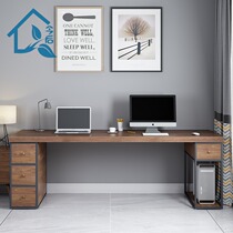 loft desk solid wood home bookcase custom integrated with pumping desk computer desk desk Double Writing Desk