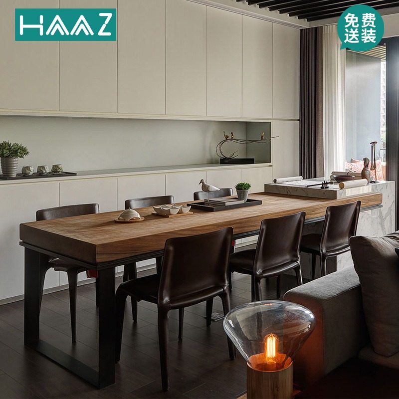 Nordic Integrated Office Rectangular Table Solid Wood Log Dual-use Kongfu Tea Table Tea Table Tea Table Combined Whole