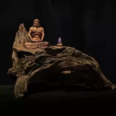 Root carving new Guilin Dharma Chan figures handicraft collection purple oil wood carving home decoration artwork
