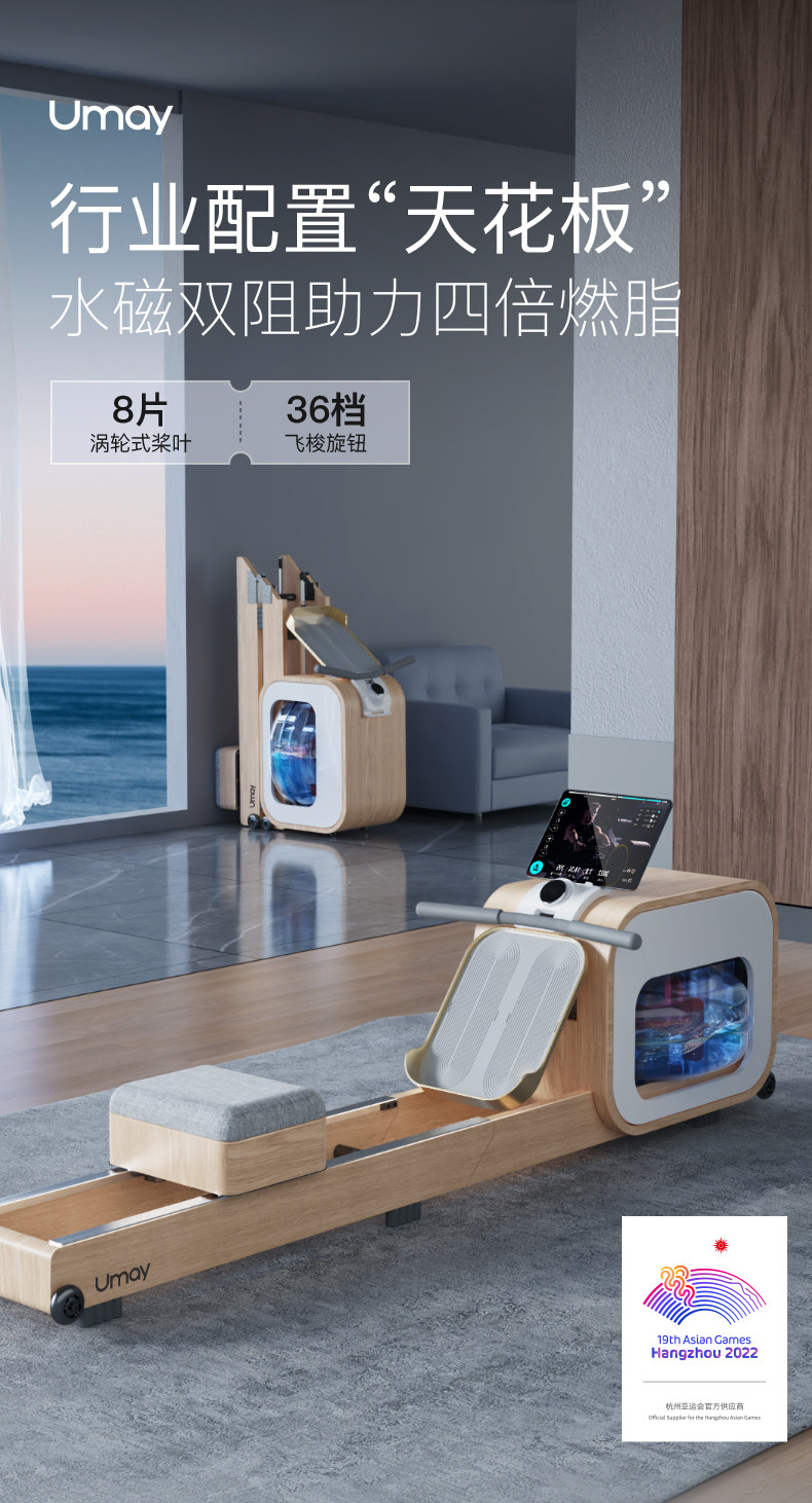 Тренажер для гребли 佑美画 划船机水磁双阻智能画 划船器家用健身房折叠健身器材ar2 Umay