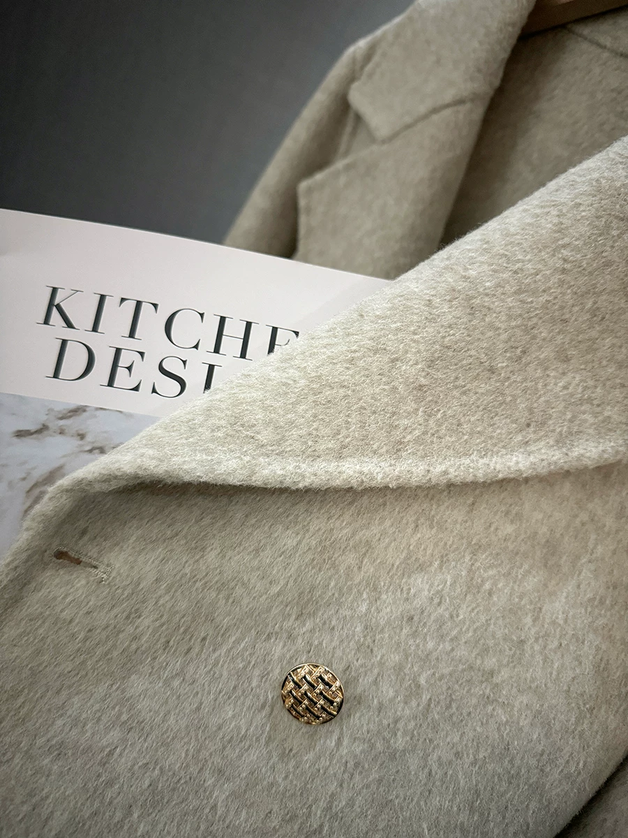 Шерстяная двусторонняя демисезонная куртка, шерстяное пальто, свобода кроя, для подростков