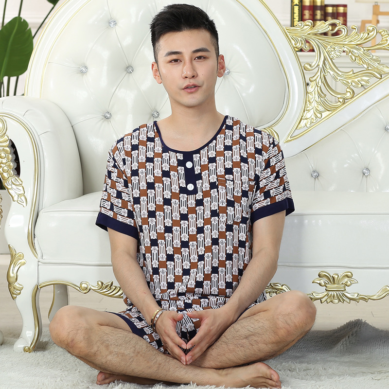 mỡ bông nhân tạo để tăng bộ đồ ngủ mens mùa hè tay áo ngắn quần cotton lụa pajama scariest trẻ không thường xuyên về nhà mặc.