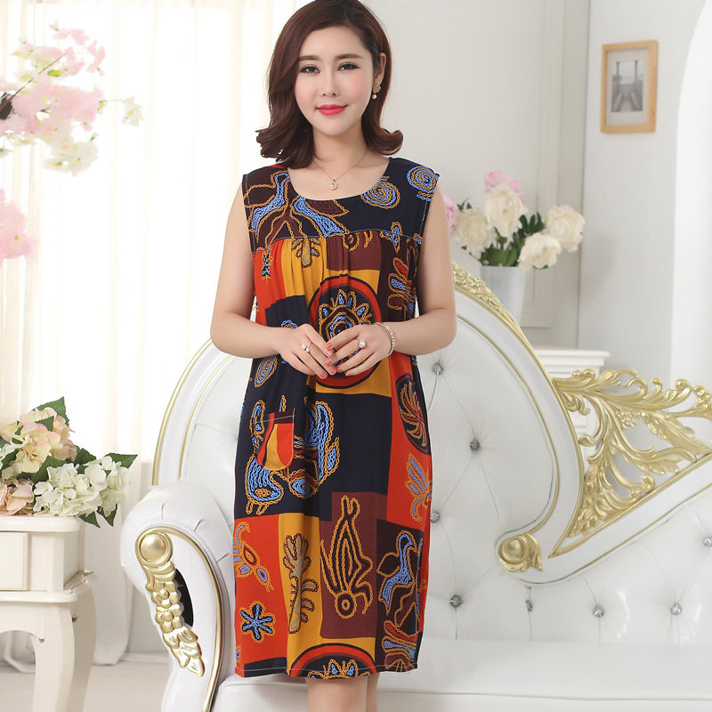 Mùa hè cotton lụa trung niên đồ ngủ nữ nhân tạo cotton nightdress cotton và chất béo cộng với kích thước lớn thai sản nightdress dịch vụ nhà