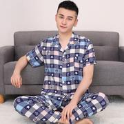 Bông lụa đồ ngủ mens nhà mùa hè lụa mặc bông lỏng ngắn sleeveartificial bông mens cỡ lớn phù hợp với bình thường có thể mòn bên ngoài.