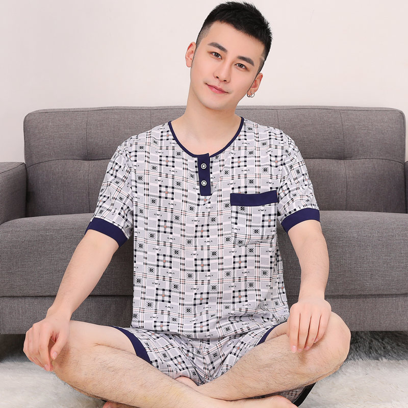 mỡ bông nhân tạo để tăng bộ đồ ngủ mens mùa hè tay áo ngắn quần cotton lụa pajama scariest trẻ không thường xuyên về nhà mặc.