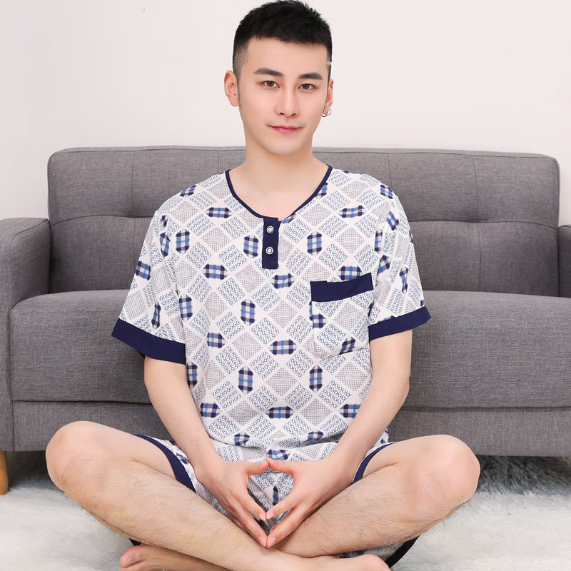 mỡ bông nhân tạo để tăng bộ đồ ngủ mens mùa hè tay áo ngắn quần cotton lụa pajama scariest trẻ không thường xuyên về nhà mặc.