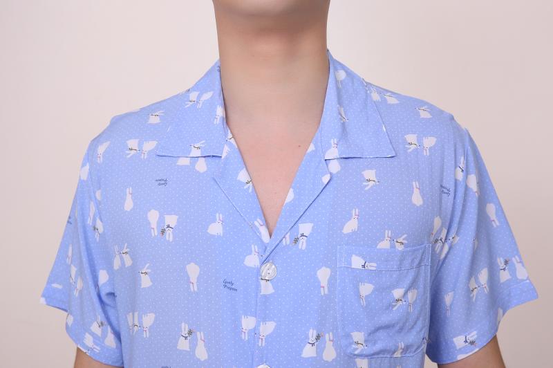 Bông lụa trung niên đồ ngủ nam mùa hè cotton quần ngắn tay đồ ngủ phù hợp với giản dị bông lụa dịch vụ nhà