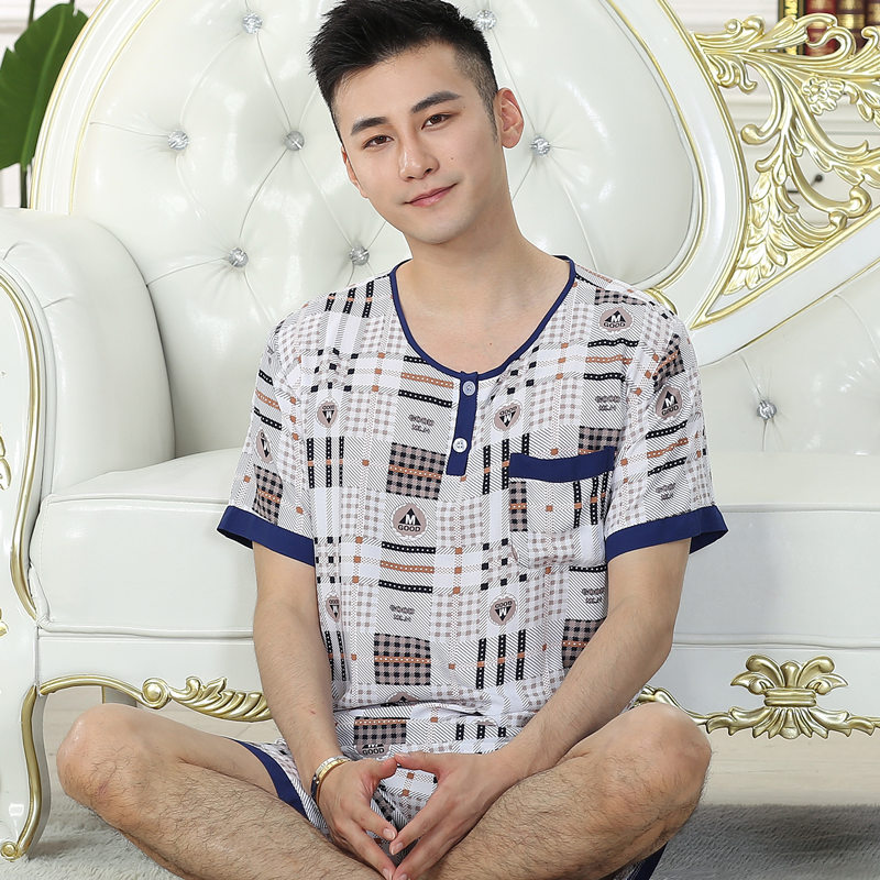 mỡ bông nhân tạo để tăng bộ đồ ngủ mens mùa hè tay áo ngắn quần cotton lụa pajama scariest trẻ không thường xuyên về nhà mặc.