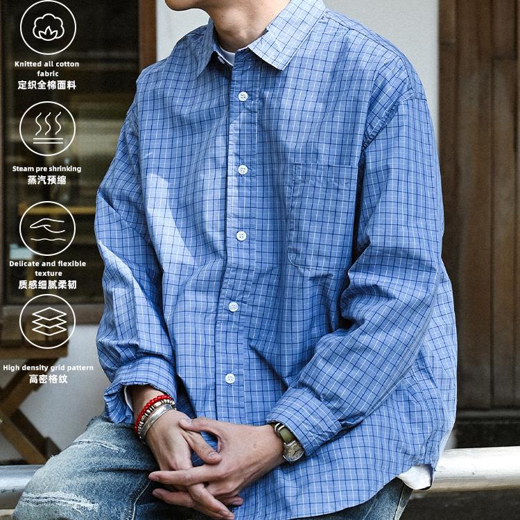 Detourstudio Custom-Woven High-Density Cotton Plaid Loose Long-Sleeve Plaid Shirt Jacket Sweet Potato Studio