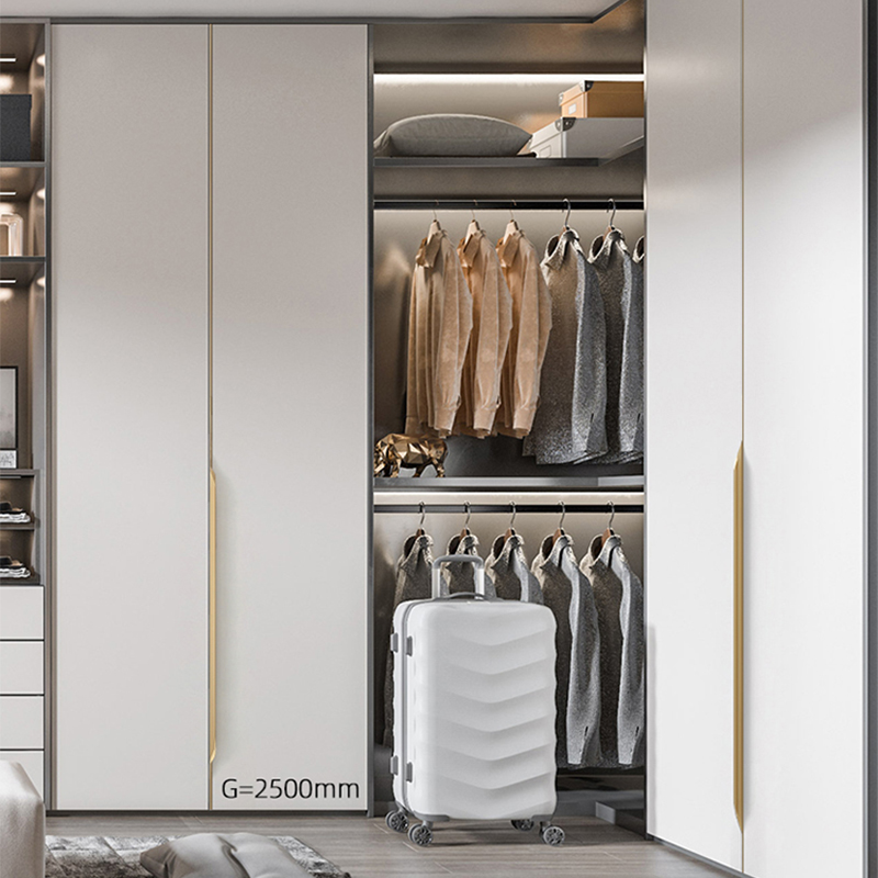 Custom top wardrobe door invisible long strip super long handle one door to top cabinet free punching thumb handle gold