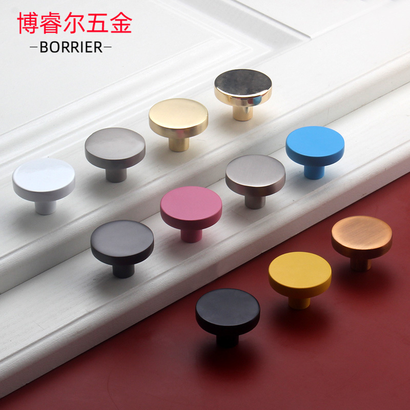 Children's room drawer single-hole small handle modern minimalist clothes and shoes overall cabinet door handle gray white blue black gold pink round