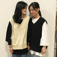 Mùa thu ulzzang vest nữ sinh viên phiên bản Hàn Quốc bf phong cách Harajuku áo len hoang dã áo khoác kaki nữ