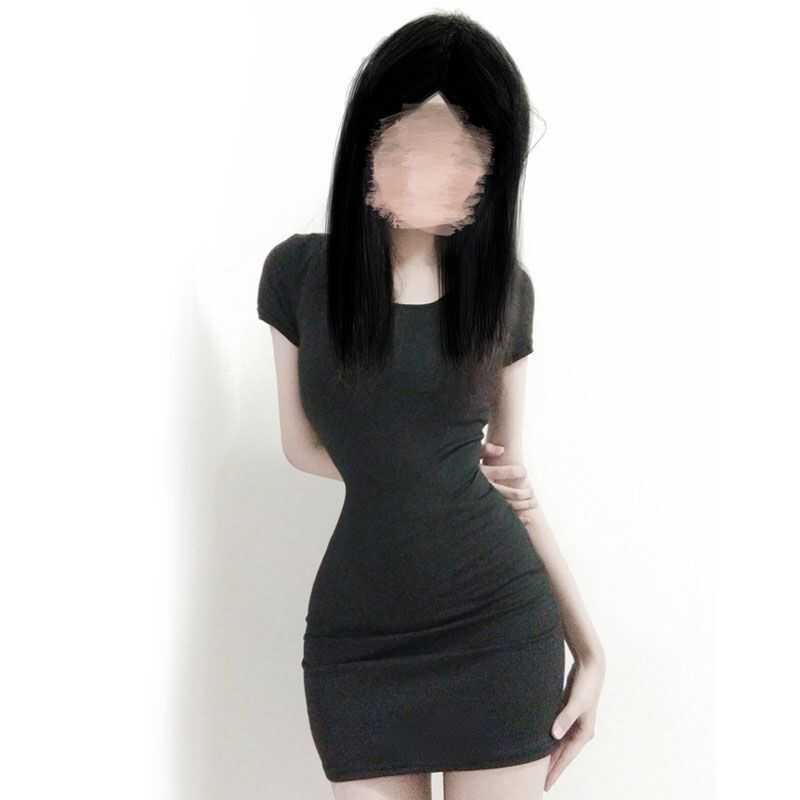 Black Petite Dress for Women, Summer Style 025, New Square Neck, Spring and Autumn Inner Wear, Tight-Fitting Bodycon Skirt for Trendy Girls