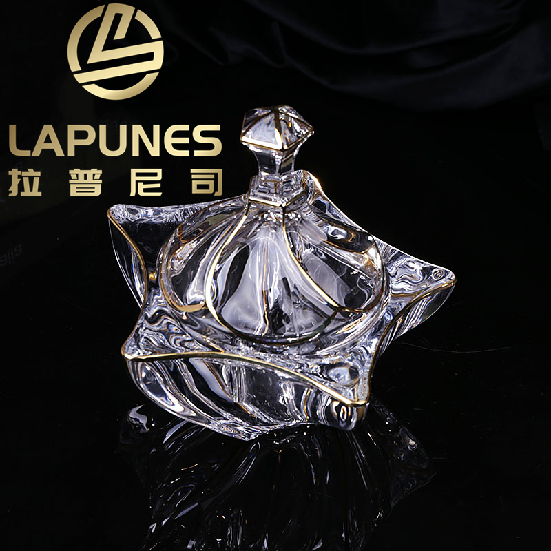 lapunes Nordic creative glass transparent sketching pentagram with lid storage tank Home living room dried fruit snacks box