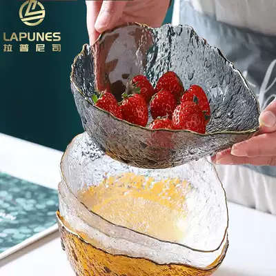 lapunes Nordic fresh transparent crystal glass salad tray fruit candy pot dried fruit basket dessert creative