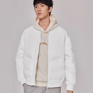 The same model in the mall as 2023 autumn and winter new men's down jacket, baseball collar, old flower, handsome white duck down warm thick coat