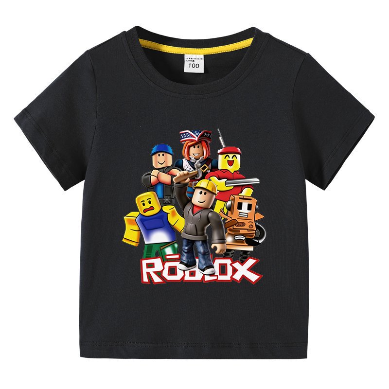 Roblox David Clothes Kidsren's Pure Cotton Short-Sleeved T-Shirt Boys and Girls Summer Half-Sleeved Tops Trendy Roblox David Clothes Kidsren's Pure Cotton Short-Sleeved T-Shirt Boys and Girls Summer Half-Sleeved Tops Trendy