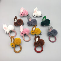 Cute three-dimensional small rabbit hair rope plush rabbit ear leather gluten hair ring Head rope Children elastic hair to push headgear