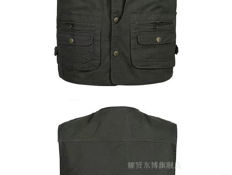 Áo thun nam mùa thu nhiều túi cotton đơn cổ chữ V chụp ảnh giải trí câu cá giải trí nhiều túi vest vest cỡ lớn áo khoác mùa đông nam