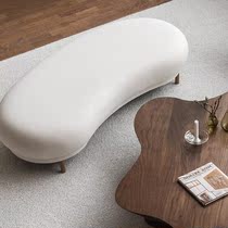 Nordic simple curved bed tail stool modern shaped sofa living room bedroom bedside cloakroom round foot solid wood