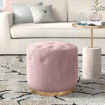 Nordic stainless steel round pedal sofa Italian technology cloth buckle powder blue shoe stool metal light luxury arc