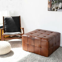 American leather Brown retro shoe stool buckle square leather art living room sofa stool dressing small leather pier spot