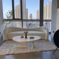 Simple Nordic sofa living room combination model room Villa reception curved fabric modern shape Net red leather sofa