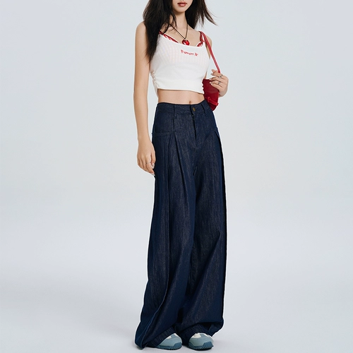 Ретро приталенные тонкие джинсы, дышащие штаны, высокая талия, оверсайз, свободный прямой крой