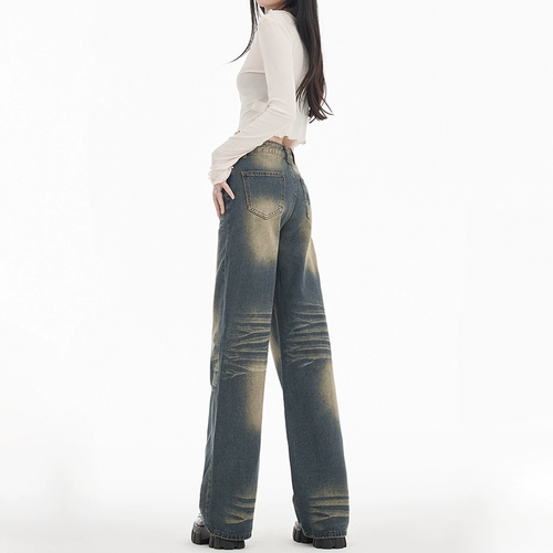 Ретро джинсы, штаны для отдыха, в американском стиле, свободный прямой крой