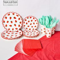 ins disposable picnic plate colorful fruit cartoon plate cake paper plate party set dessert table tableware