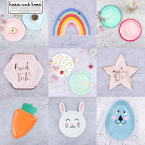 Thickened disposable paper plate cake dish ins picnic plate supplies birthday Net red party tableware