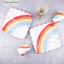 ins disposable color eco-friendly paper plate birthday party picnic party arrangement cute dinner plate cake paper plate