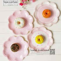 ins Nordic disposable dessert table cute paper plate picnic birthday party theme tableware petal plate