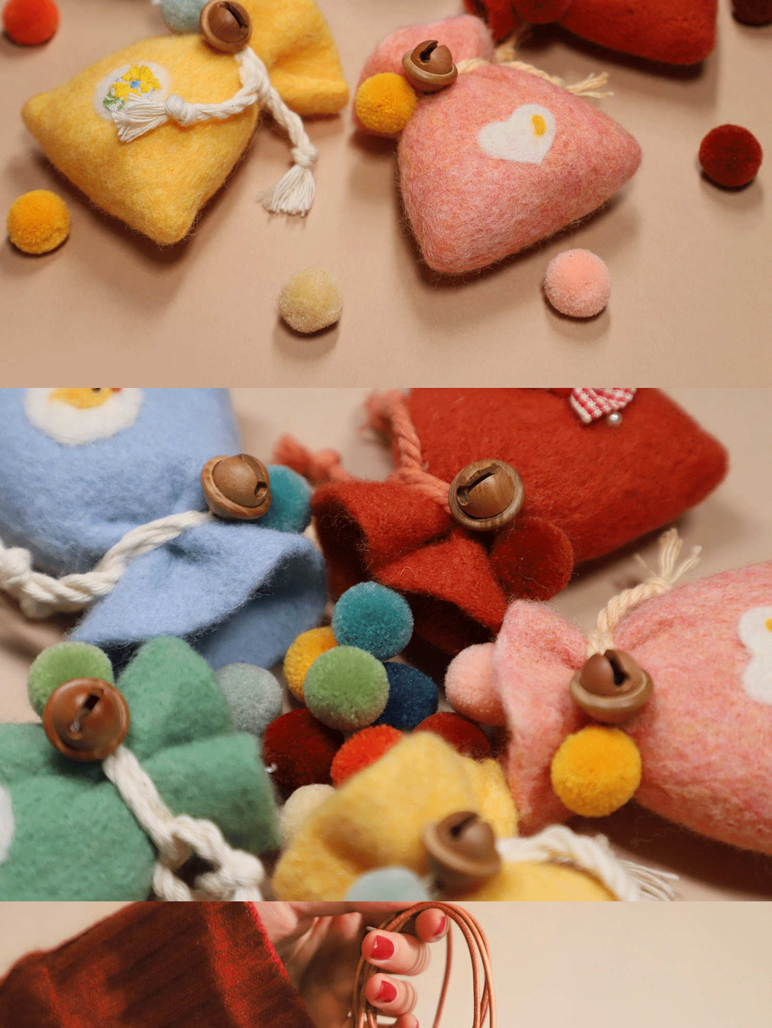 [専用　こり様]刺繍 チャーム フェルト ハンドメイド バレンタイン 羊毛フェルト ハンドメイド 新年開運お守り 手作りチャーム