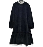 雨墨圣迪奥立 Зимнее модное черное платье, коллекция 2023, свободный крой