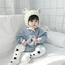 ins spring Korean baby bag fart climbing suit Cute Bear loose sweater Male and female baby animal one-piece coat