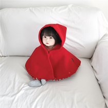 New Years style infant cape cape girls autumn and winter red warm shawl little red riding hood baby windproof coat